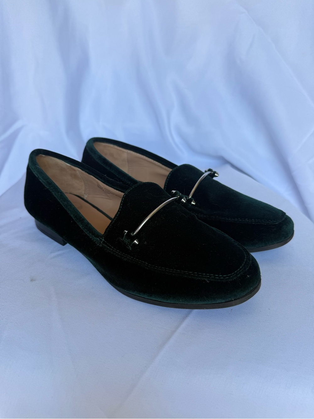 Charming Charlie Emerald Green Velvet Horsebit Loafers Size 7 - Picture 3 of 9